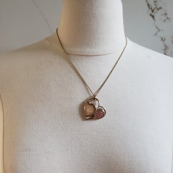 Jewelry Lot 3pc Lauren Conrad Two Tone Heart Banana Republic Pink Rhinestones - Picture 4 of 7